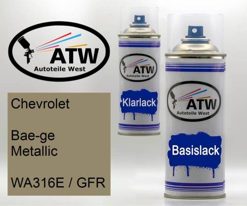 Chevrolet, Bae-ge Metallic, WA316E / GFR: 400ml Sprühdose + 400ml Klarlack - Set, von ATW Autoteile West.